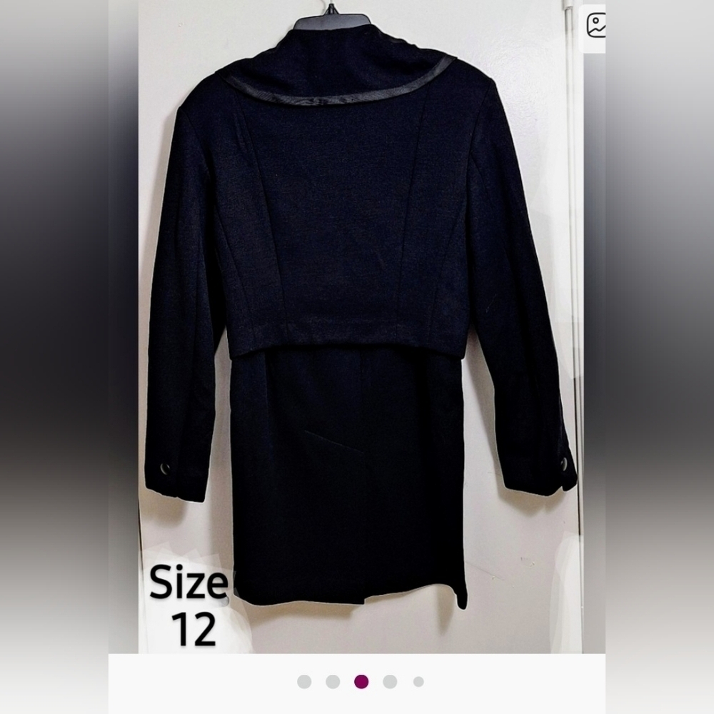 Tahari Retro Wool Jacket and Skirt Suit In Rich Black - Picture 3 of 8